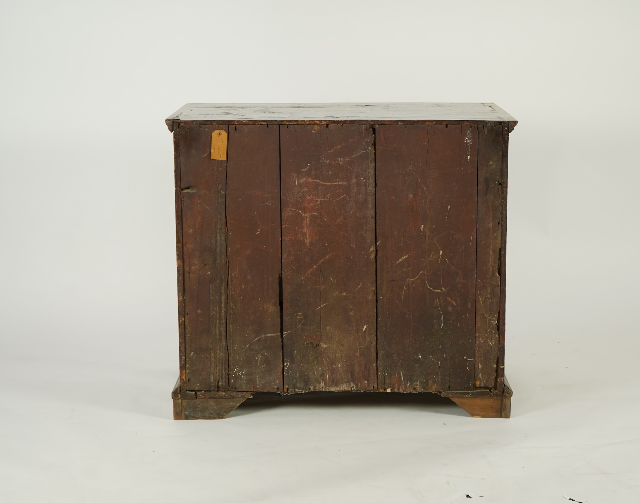 A William and Mary walnut and floral marquetry chest on later bracket feet